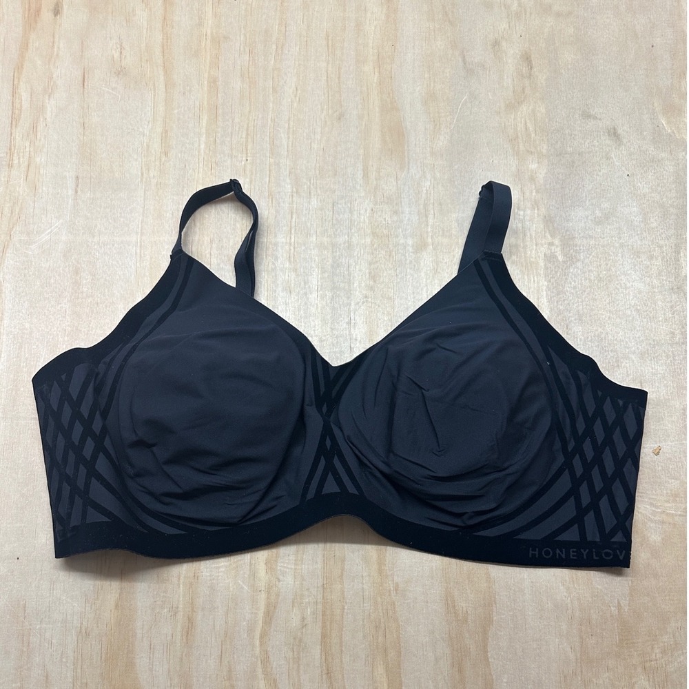 Honeylove Crossover Bra Black Wireless Support Seamless Bralette LWBR0201 3X